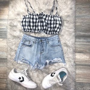 Forever 21 Gingham Strapped Crop Top